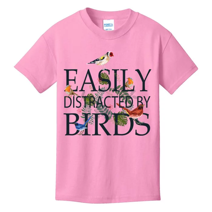 Bird Lovers Gifts For Women Men Gift Easily Distracted By Birds Gift Kids T-Shirt