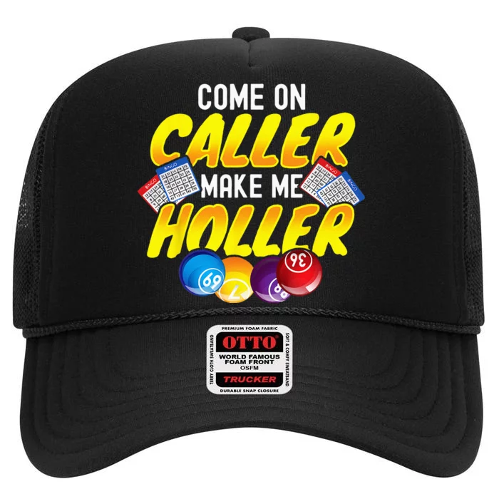 Bingo Lottery Game Lucky Players High Crown Mesh Trucker Hat