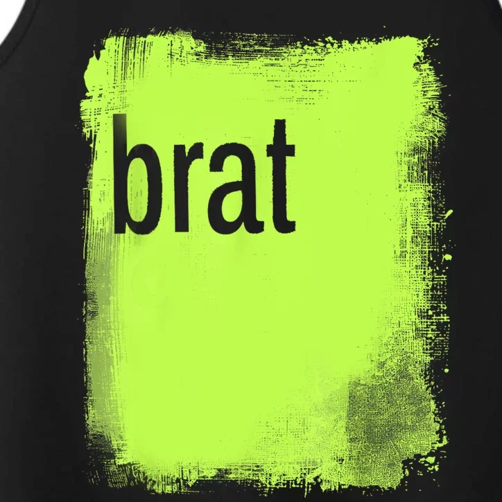 Brat Lime Green Trendy Grunge Design Apparel By Gu Performance Tank