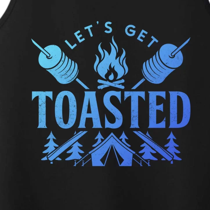 Bonfire Lets Get Toasted Friend Vacation Float Trip Graphic Gift Performance Tank