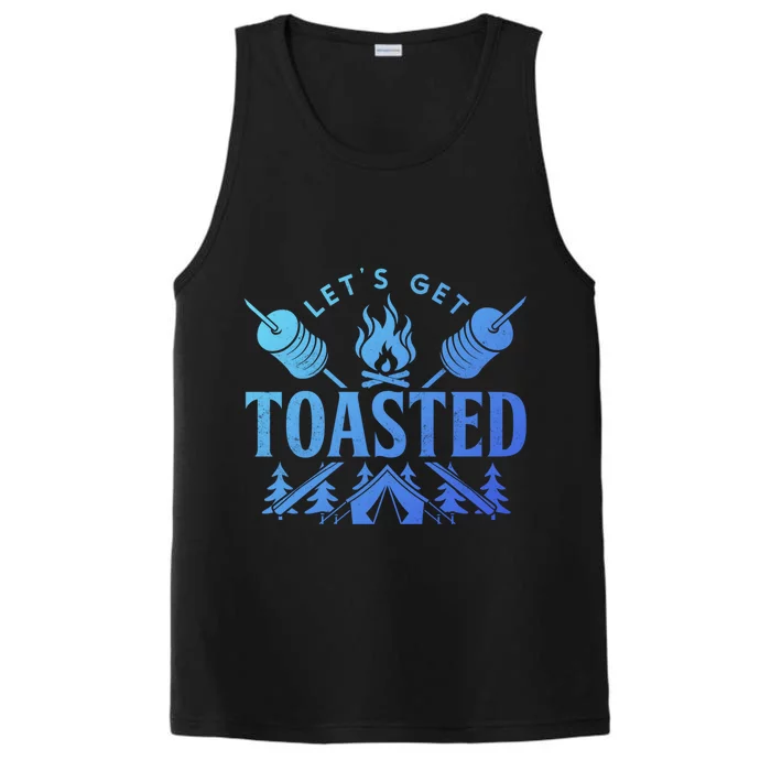 Bonfire Lets Get Toasted Friend Vacation Float Trip Graphic Gift Performance Tank