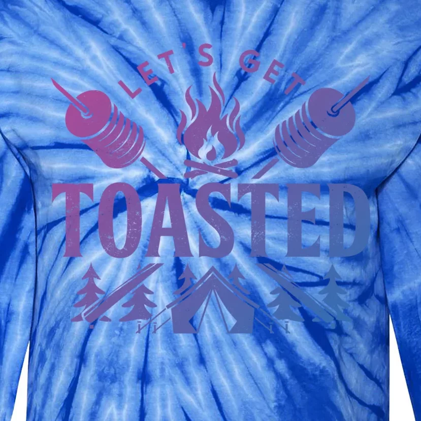 Bonfire Lets Get Toasted Friend Vacation Float Trip Graphic Gift Tie-Dye Long Sleeve Shirt