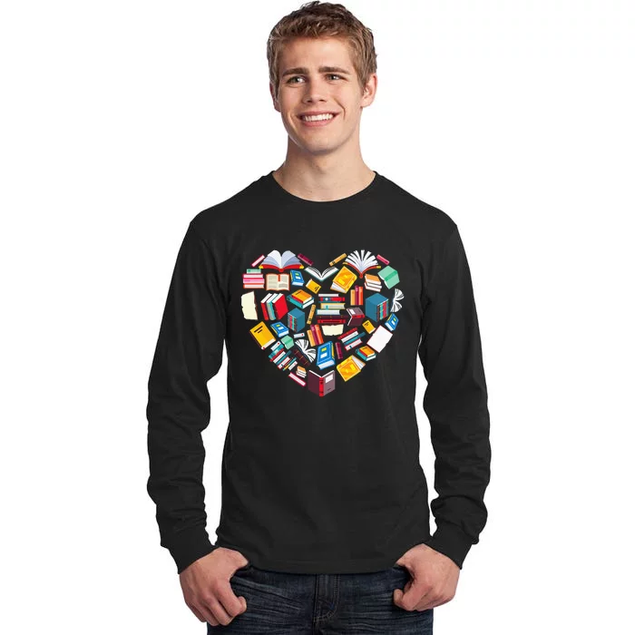 Book Lover Heart Shape reading club Librarian Library gifts Tall Long Sleeve T-Shirt