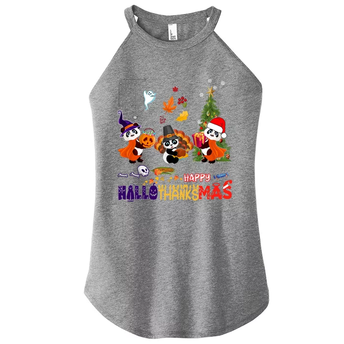 Bear Lover Halloween Merry Christmas Happy Hallothanksmas Gift Women’s Perfect Tri Rocker Tank