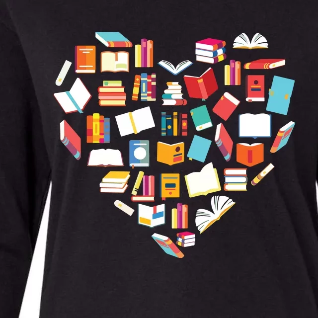 Book Lover Heart Shape Reading Club Librarian Bookworm Gift Premium Womens Cotton Relaxed Long Sleeve T-Shirt