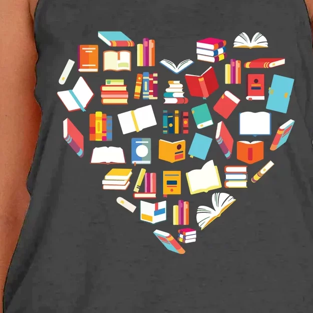 Book Lover Heart Shape Reading Club Librarian Bookworm Gift Premium Women's Knotted Racerback Tank