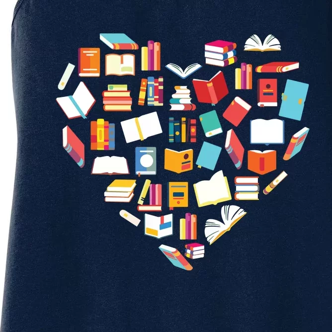 Book Lover Heart Shape Reading Club Librarian Bookworm Gift Premium Women's Racerback Tank