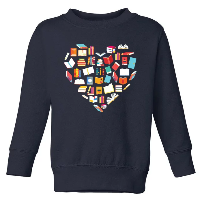 Book Lover Heart Shape Reading Club Librarian Bookworm Gift Premium Toddler Sweatshirt