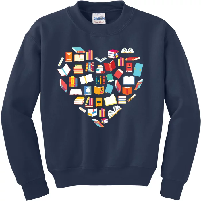 Book Lover Heart Shape Reading Club Librarian Bookworm Gift Premium Kids Sweatshirt