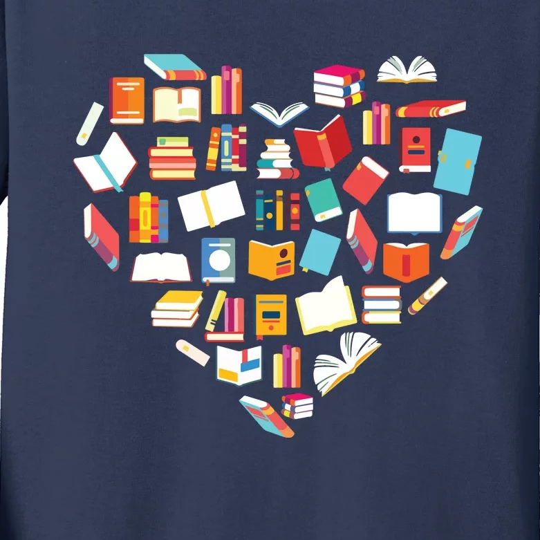 Book Lover Heart Shape Reading Club Librarian Bookworm Gift Premium Kids Long Sleeve Shirt