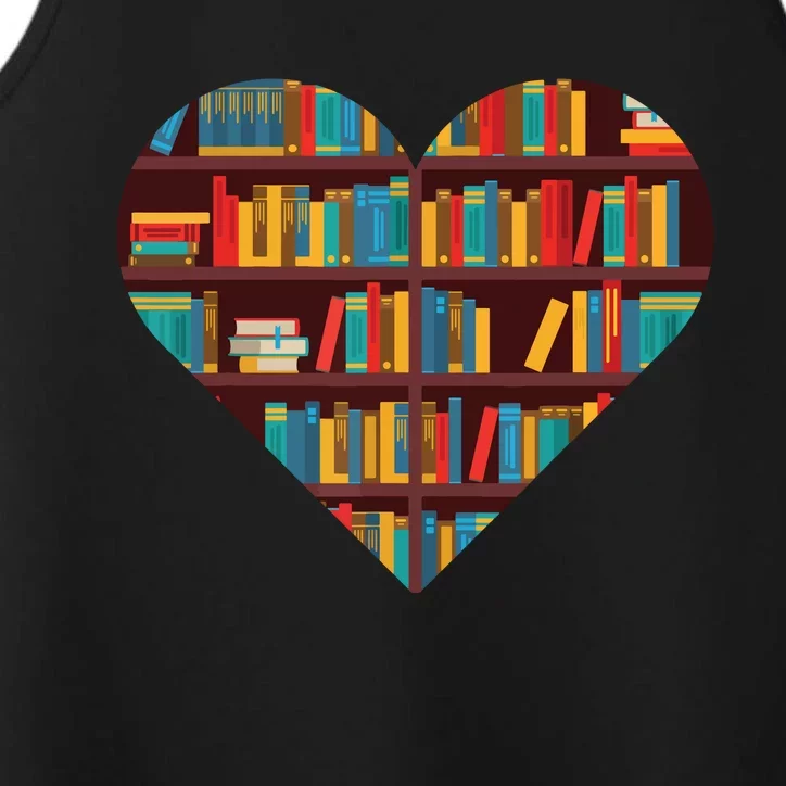 Book Lover Heart Shape Reading Club Librarian Bookworm Performance Tank