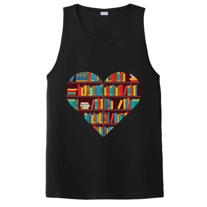 Book Lover Heart Shape Reading Club Librarian Bookworm Performance Tank