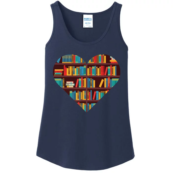 Book Lover Heart Shape Reading Club Librarian Bookworm Ladies Essential Tank