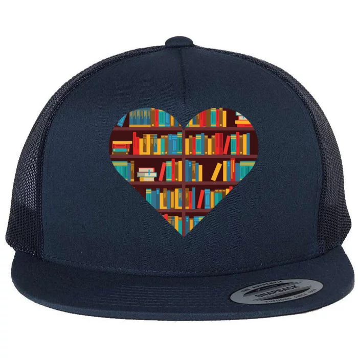 Book Lover Heart Shape Reading Club Librarian Bookworm Flat Bill Trucker Hat