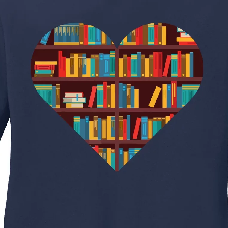 Book Lover Heart Shape Reading Club Librarian Bookworm Ladies Long Sleeve Shirt