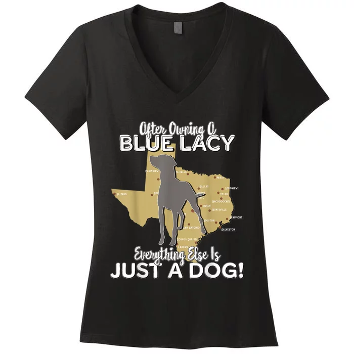 Blue Lacy Hunting Dog Texas State Dog Women's V-Neck T-Shirt