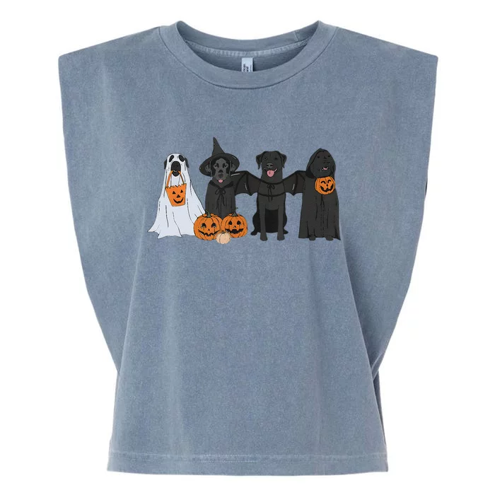 Black Labrador Halloween Ghost Pumpkin Gift Garment-Dyed Women's Muscle Tee