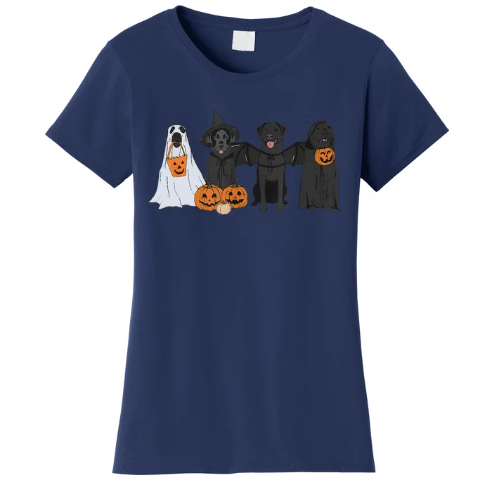 Black Labrador Halloween Ghost Pumpkin Gift Women's T-Shirt