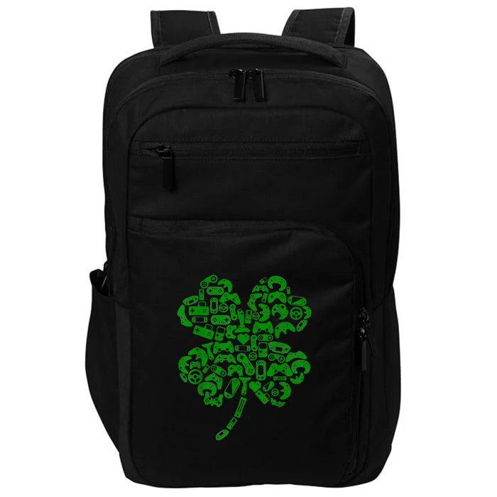 Funny Boys Gamer Gift Game Shamrock St Patricks Day Irish Boy Kids Impact Tech Backpack