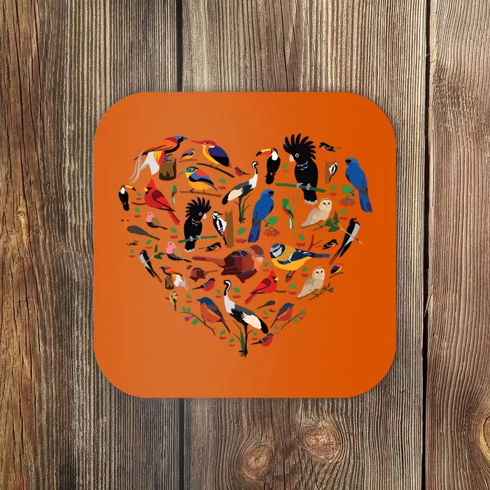 Birds Lover Heart Bird Watching Coaster