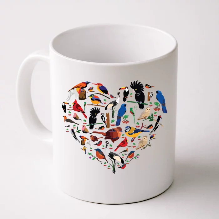 Birds Lover Heart Bird Watching Front & Back Coffee Mug