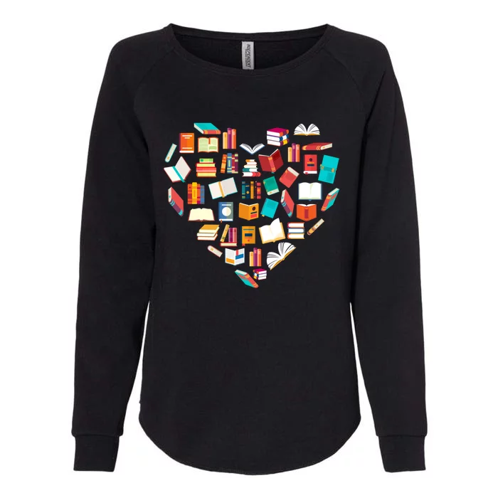 Book Lover Heart Shape Reading Club Librarian Bookworm Gift Womens California Wash Sweatshirt