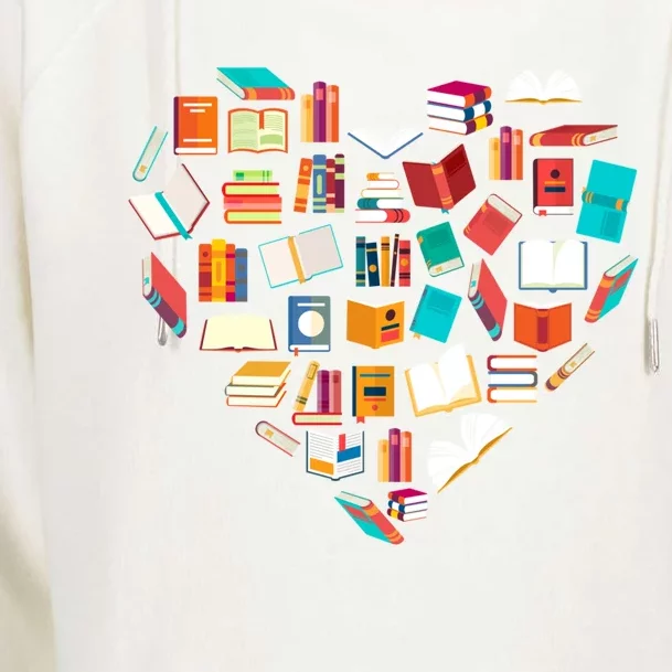 Book Lover Heart Shape Reading Club Librarian Bookworm Gift Womens Funnel Neck Pullover Hood