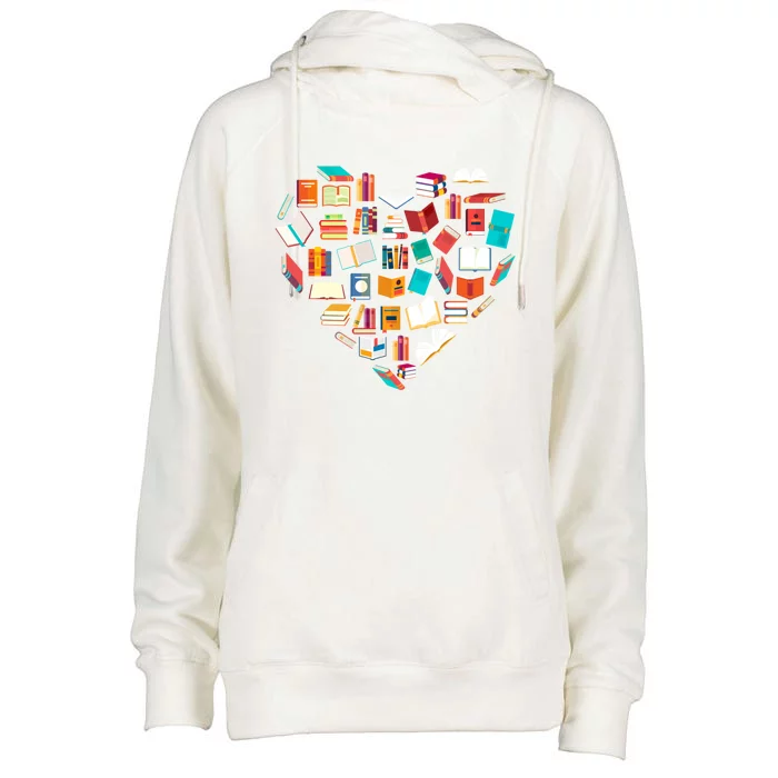 Book Lover Heart Shape Reading Club Librarian Bookworm Gift Womens Funnel Neck Pullover Hood