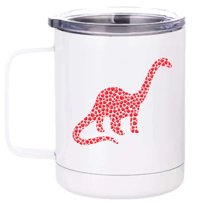 Brontosaurus Lover Heart Shape Brontosaurus Valentine's Day Cool Gift Front & Back 12oz Stainless Steel Tumbler Cup