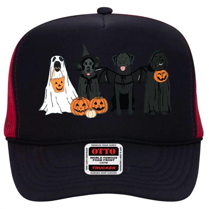 Black Labrador Halloween Halloween Dog High Crown Mesh Trucker Hat