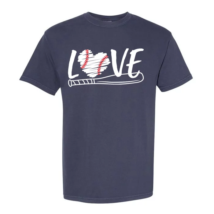 Baseball Love Heart Summer Sport Garment-Dyed Heavyweight T-Shirt