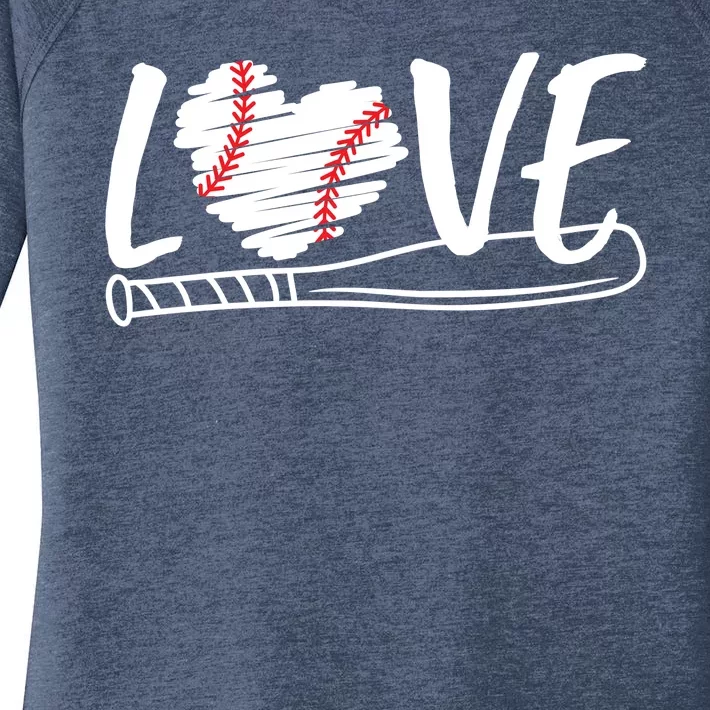 Baseball Love Heart Summer Sport Women's Perfect Tri Tunic Long Sleeve Shirt