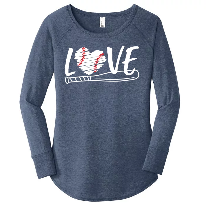 Baseball Love Heart Summer Sport Women's Perfect Tri Tunic Long Sleeve Shirt