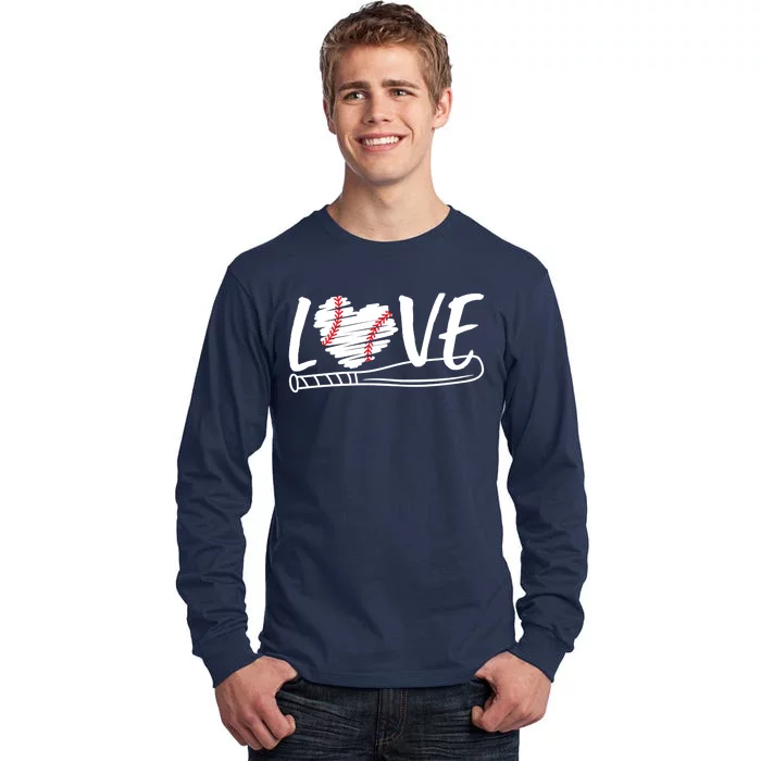 Baseball Love Heart Summer Sport Tall Long Sleeve T-Shirt