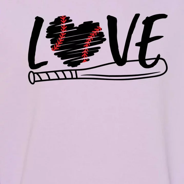 Baseball Love Heart Summer Sport Garment-Dyed Sweatshirt