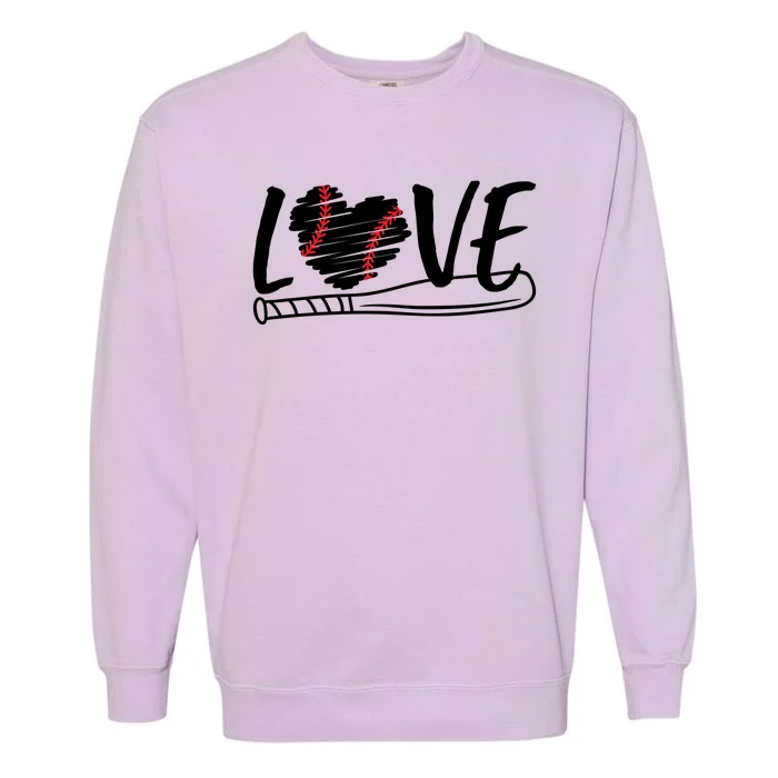 Baseball Love Heart Summer Sport Garment-Dyed Sweatshirt