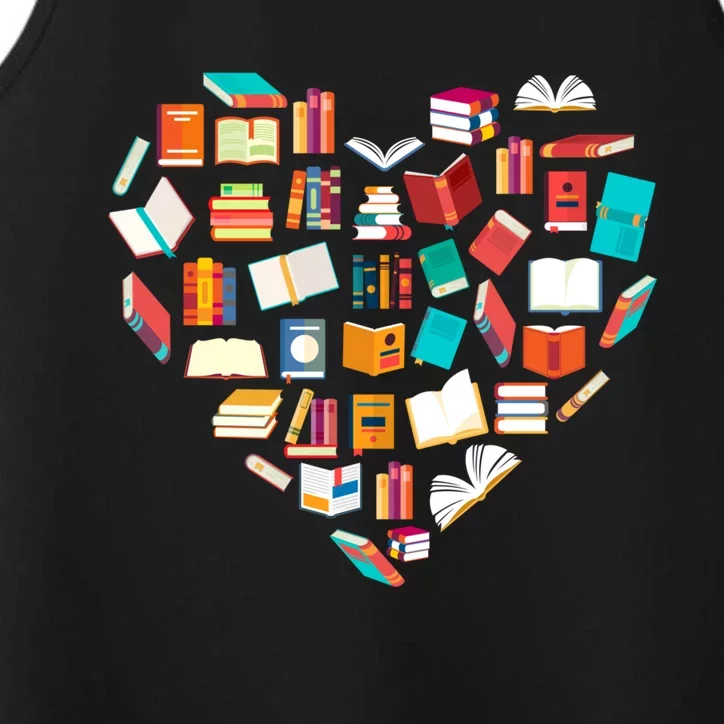 Book Lover Heart Shape Reading Club Librarian Bookworm Gift Funny Gift Performance Tank