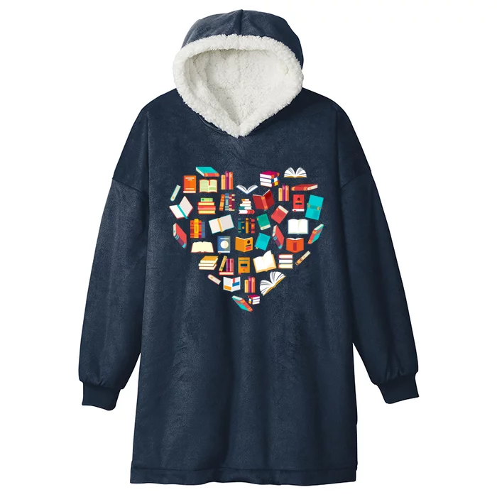 Book Lover Heart Shape Reading Club Librarian Bookworm Gift Funny Gift Hooded Wearable Blanket