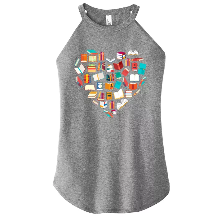 Book Lover Heart Shape Reading Club Librarian Bookworm Gift Funny Gift Women’s Perfect Tri Rocker Tank