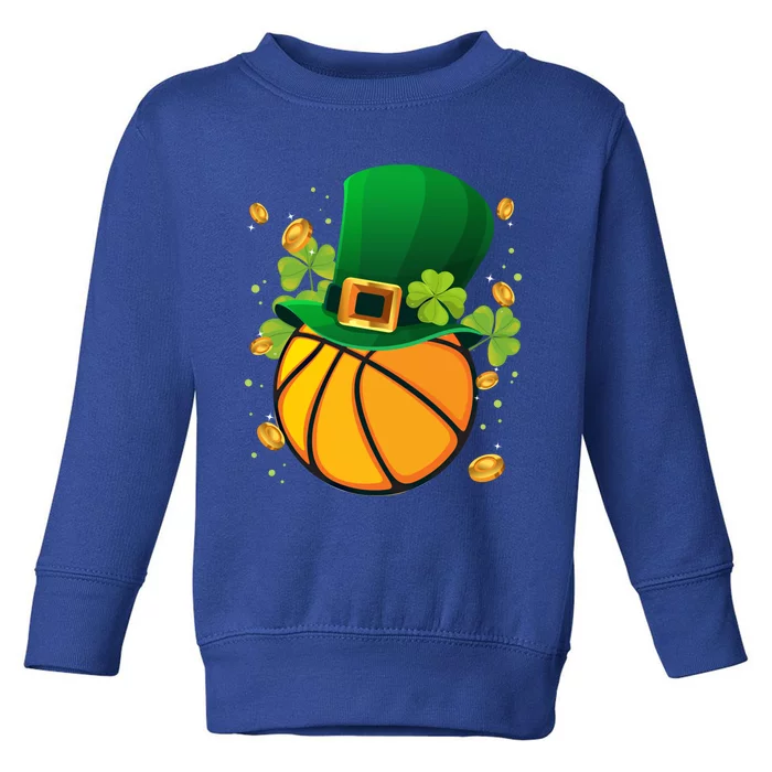 Basketball Leprechaun Hat Shamrock Irish St Patrick's Day Gift Toddler Sweatshirt