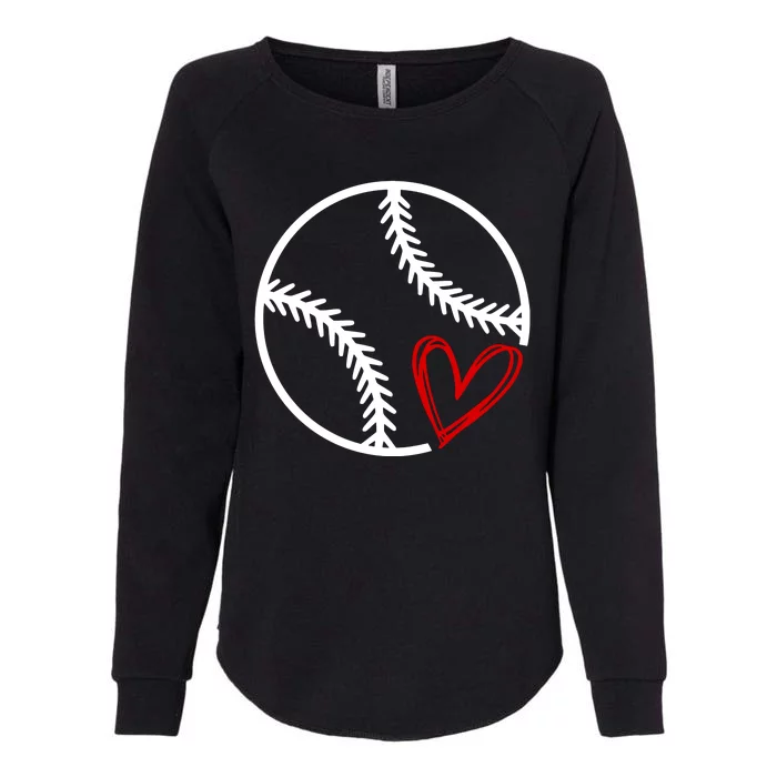 Baseball Lovers Heart Womens California Wash Sweatshirt