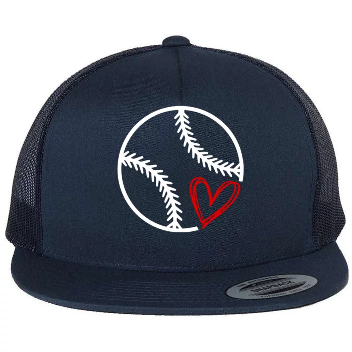 Baseball Lovers Heart Flat Bill Trucker Hat