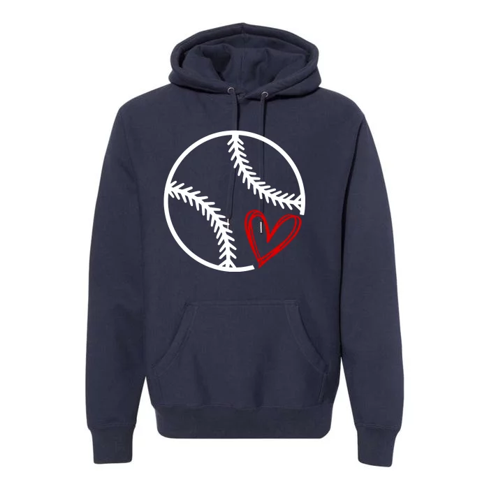 Baseball Lovers Heart Premium Hoodie