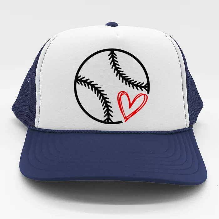 Baseball Lovers Heart Trucker Hat