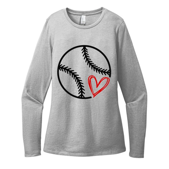 Baseball Lovers Heart Womens CVC Long Sleeve Shirt