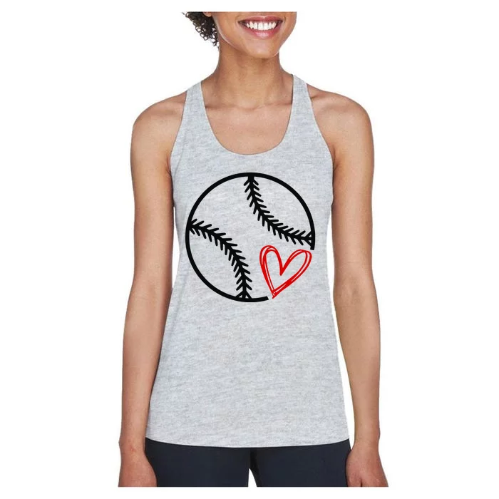 Baseball Lovers Heart Women's Racerback Tank