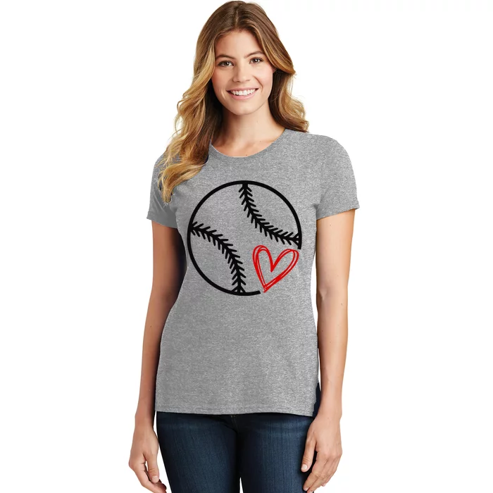 Baseball Lovers Heart Women's T-Shirt