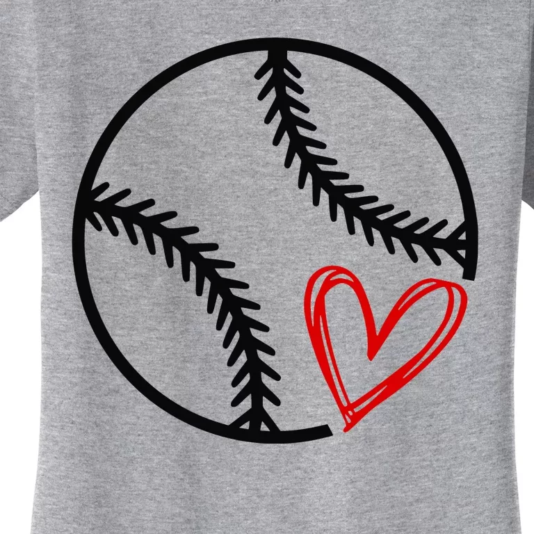 Baseball Lovers Heart Women's T-Shirt