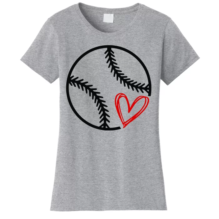 Baseball Lovers Heart Women's T-Shirt