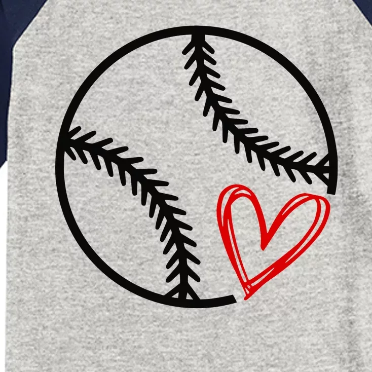 Baseball Lovers Heart Kids Colorblock Raglan Jersey